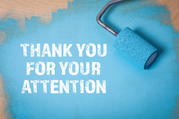 istock THANK YOU FOR YOUR ATTENTION. Paint roller with blue paint on a wooden surface 1320162763