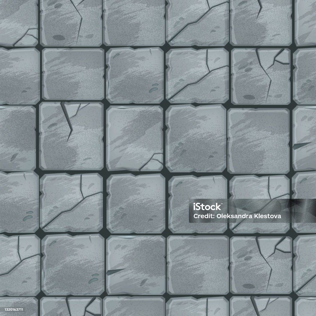 Cartoon Stone Pavement Seamless Pattern Brick Wall Texture Cracked Rock  Paver Gray Street Tiles Top View Stock Illustration - Download Image Now -  iStock