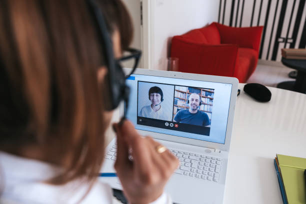 istock Woman working remotely for a contact center 1320164403