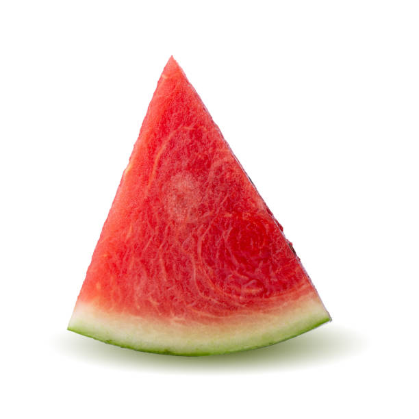 Slice of ripe red watermelon slice isolated on a white background