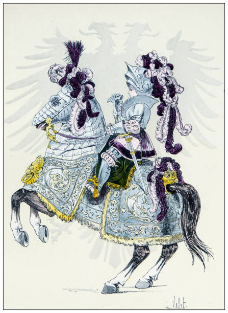 istock Antique illustration of horse, knight and cavalry 1320169157