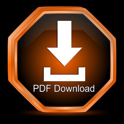 glossy orange PDF download button - 3D illustration