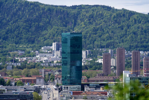 istock Zurich skyline at springtime with mountains in the background. 1320176006