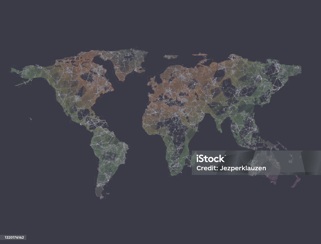 Color Map Renders Abstract Polygon 3d Render World Map Stock Photo - Download Image Now ...