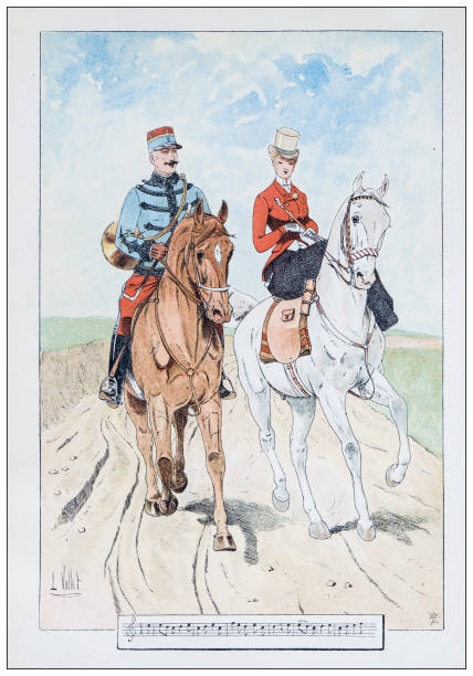 istock Antique illustration of horse, knight and cavalry: Couple 1320176500