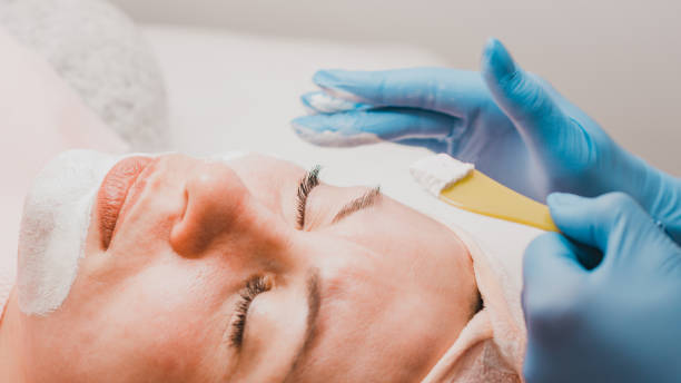 istock Cryo-mask, a mask for narrowing pores, which is used as a final step immediately after the procedure of mechanical facial cleansing. 1320176843