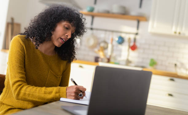 istock Woman Having A Video Conference From Her Home 1320178271