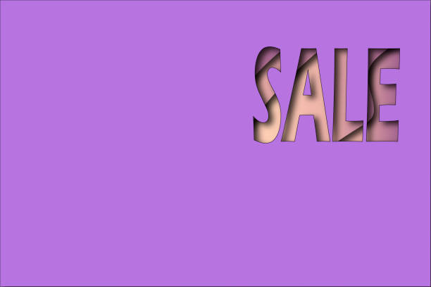 istock Tags Sale Inscription Purple Background Paper Cut Style Sales and discounts concept. 3D render.Vector. 1320179314