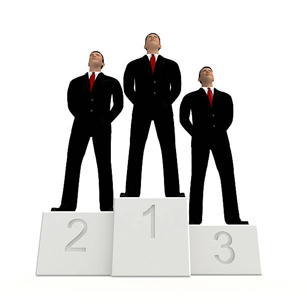 istock Winners concept with 3 suited men in a podium 132018107