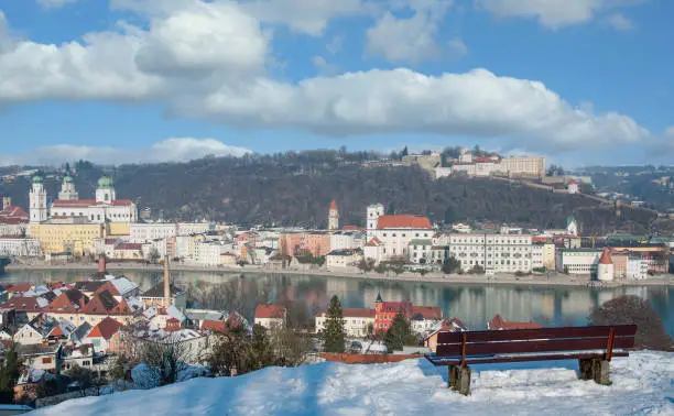 Passau at Danube River in bavarian Forest,Bavaria,Germany