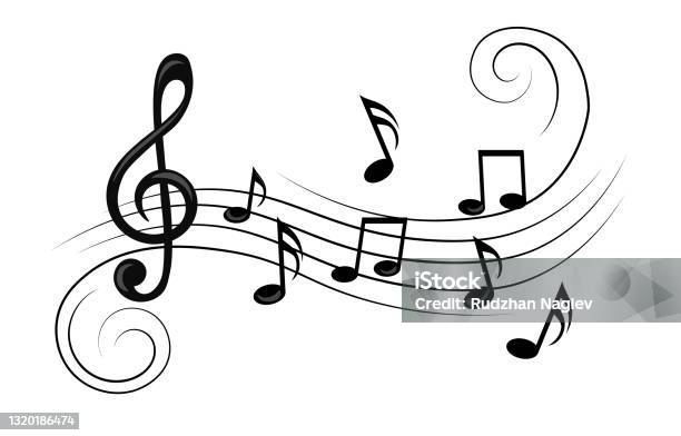 Music Notes With Curves And Swirls Stock Illustration - Download Image Now - Music, Musical Note, Vector