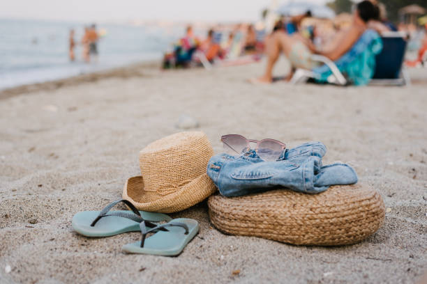 istock Beach accessories on the sand beach 1320190234