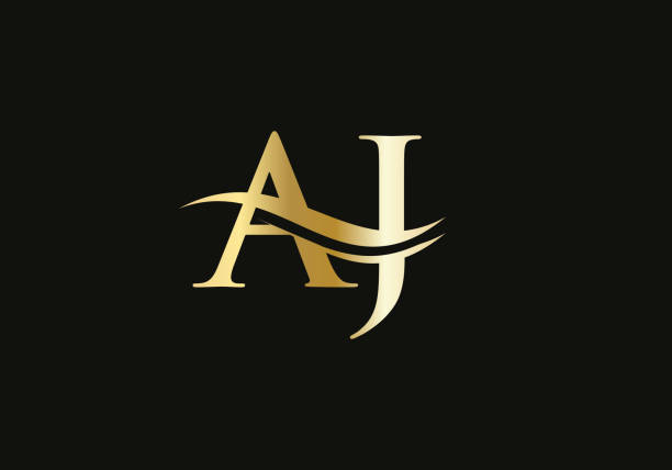 Initial AJ letter business logo design vector template with minimal and modern trendy. AJ logo design for business and constraction AJ letter business logo design vector template with minimal and modern trendy. crystal letter j stock illustrations