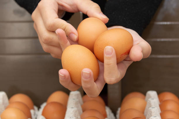 istock Brown and organic chicken egg tray on the table. 1320190679