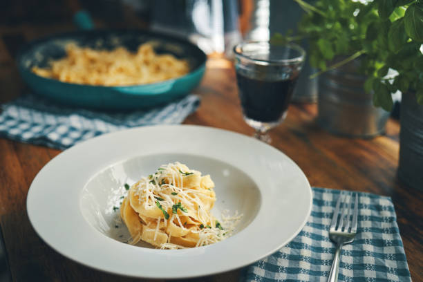 istock Fettuccine Pasta Alfredo with Parmesan 1320193614