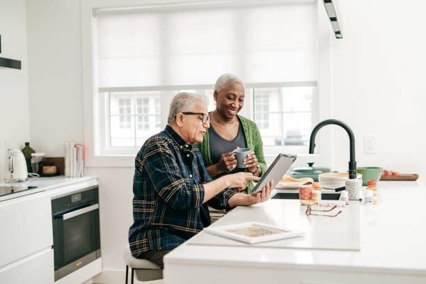 istock Senior couple communicating online 1320199653