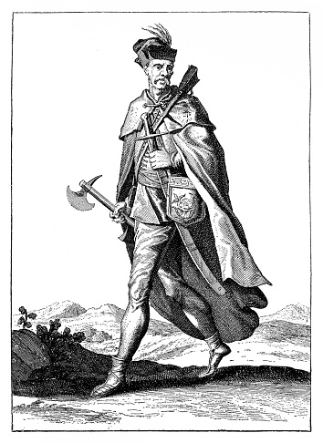 Illustration of a Hungarian hajduk ,type of irregular infantry found in Central and parts of Southeast Europe from the early 17th to mid 19th centuries