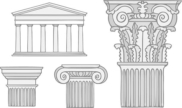 ilustrações de stock, clip art, desenhos animados e ícones de grécia estilo clássico com colunas vector - corinthian
