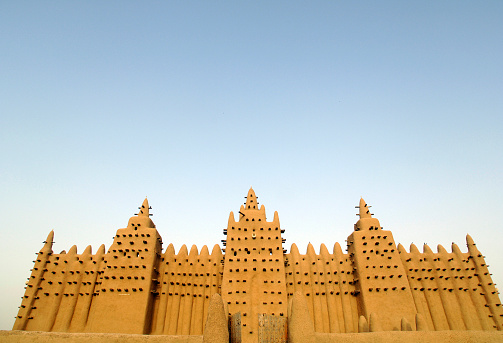 The Great Mud Mosque of Djenne, on the Niger River near Timbuktu in Mali, West Africa