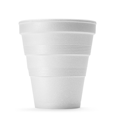 White Styrofoam Cup Cut Out on White.