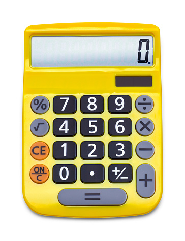Large Yellow Push Button Calculator Cut Out.