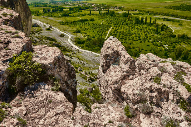 istock Landscape green fields and view from the mountain 1320224295
