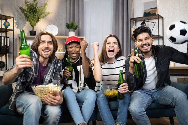 istock Excited soccer fans supporting team during world cup 1320227678
