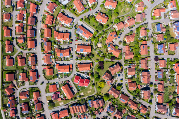 istock Red roof houses from above 1320228574
