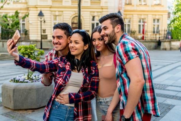 istock Happy friends making a vacation memories together. 1320232999