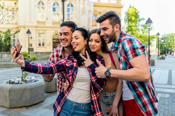 istock Happy friends making a vacation memories together. 1320233012