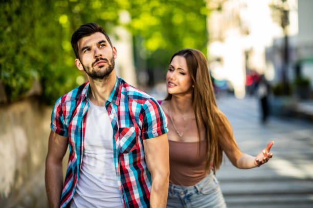 istock Modern couple with relationship problems in the city 1320234815