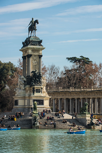 Monument to Alfonso XII, is an architectural and sculptural complex from the early twentieth century dedicated to the aforementioned monarch. The Buen Retiro Park, also known as El Retiro, is a historic garden and public park located in Madrid, the capital of Spain. It is one of the main tourist attractions in the city, and houses numerous architectural, sculptural and landscape ensembles from the 17th to 21st centuries.
