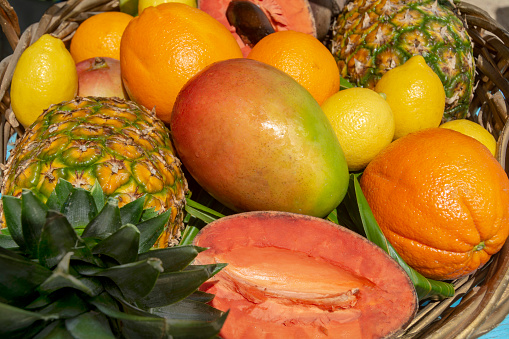 Healthy fresh mixed tropical fruits