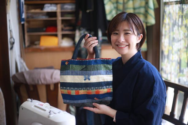istock Woman with handmade bag 1320246108