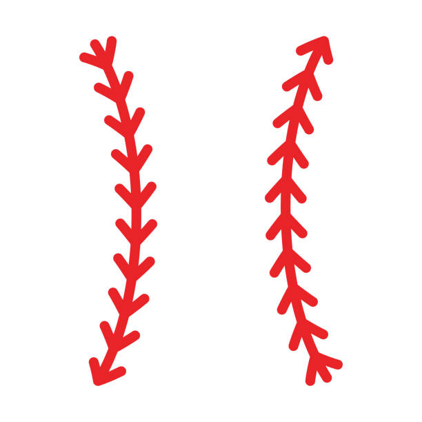 ilustraciones, imágenes clip art, dibujos animados e iconos de stock de vector baseball stitches ilustración sobre fondo blanco - baseball silhouette pitcher playing