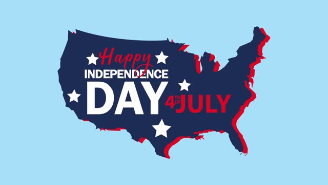 happy independence day USA lettering in map