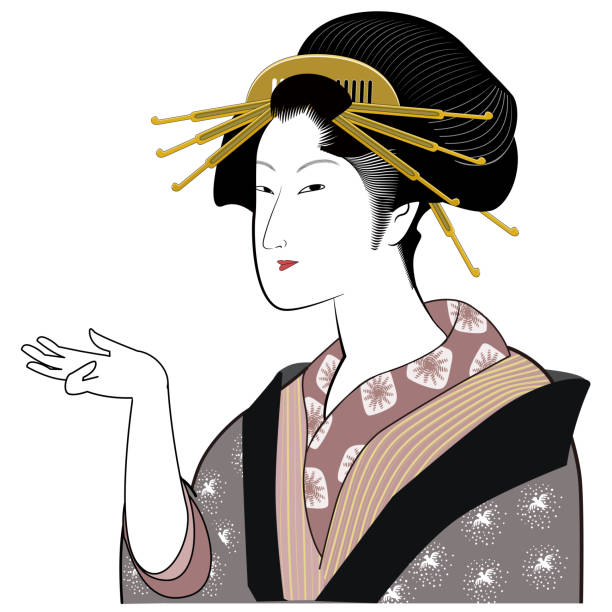Ukiyo-e beauty-Information Ukiyo-e beauty-Information nihonga stock illustrations