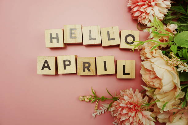 istock Hello April alphabet letter with space copy on pink background 1320252689