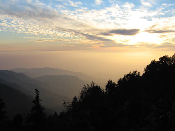 North India Himalaya Hills - Hazy Sunset stock photo