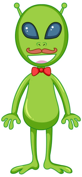 A Green Alien With Big Eyes Cartoon Character On White Background Stock  Illustration - Download Image Now - iStock