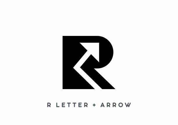 Black R initial letter with arrow symbol design Black R initial letter with arrow symbol design r arrow logo stock illustrations
