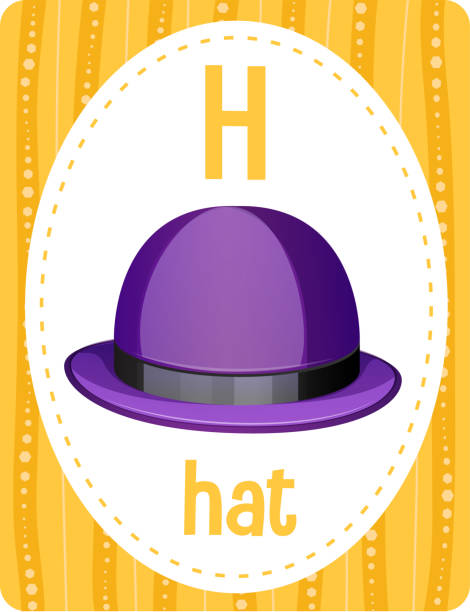 алфавит флэш-карты с буквой h для шляпы - letter h alphabet education learning stock illustrations