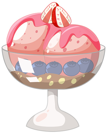 Cute cartoon ice cream on white background illustration