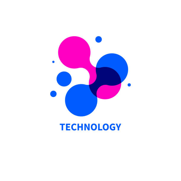 stockillustraties, clipart, cartoons en iconen met wetenschap en technologieconcept. abstract wetenschappelijk symbool - molecuul