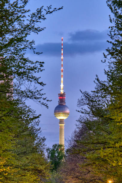 istock The famous TV Tower in Berlin at night 1320264224
