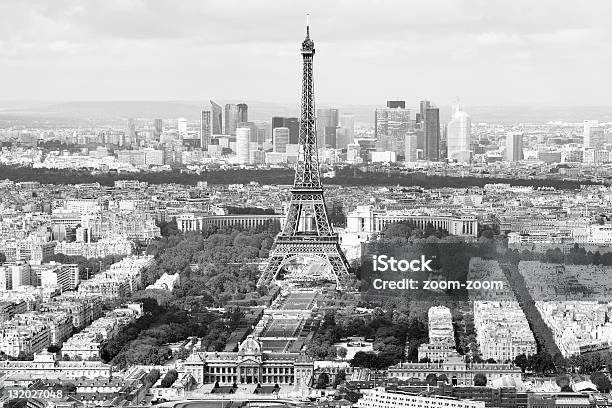 Paris Stock Photo - Download Image Now - Black And White, Eiffel Tower - Paris, Aerial View