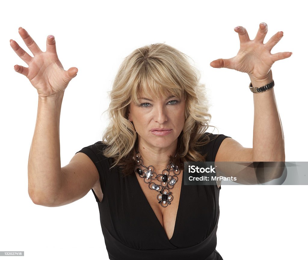 Irritabile donna in menopausa - Foto stock royalty-free di Diva - Ruolo dell'uomo