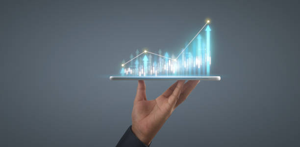 istock Plan graph growth increase of chart positive indicators in his business on tablet 1320274992