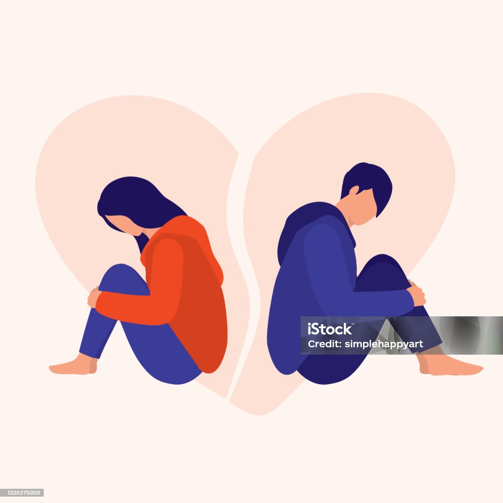 Young Couple Having A Breakup Relationship Difficulties Concept Vector Flat  Cartoon Illustration Stock Illustration - Download Image Now - iStock