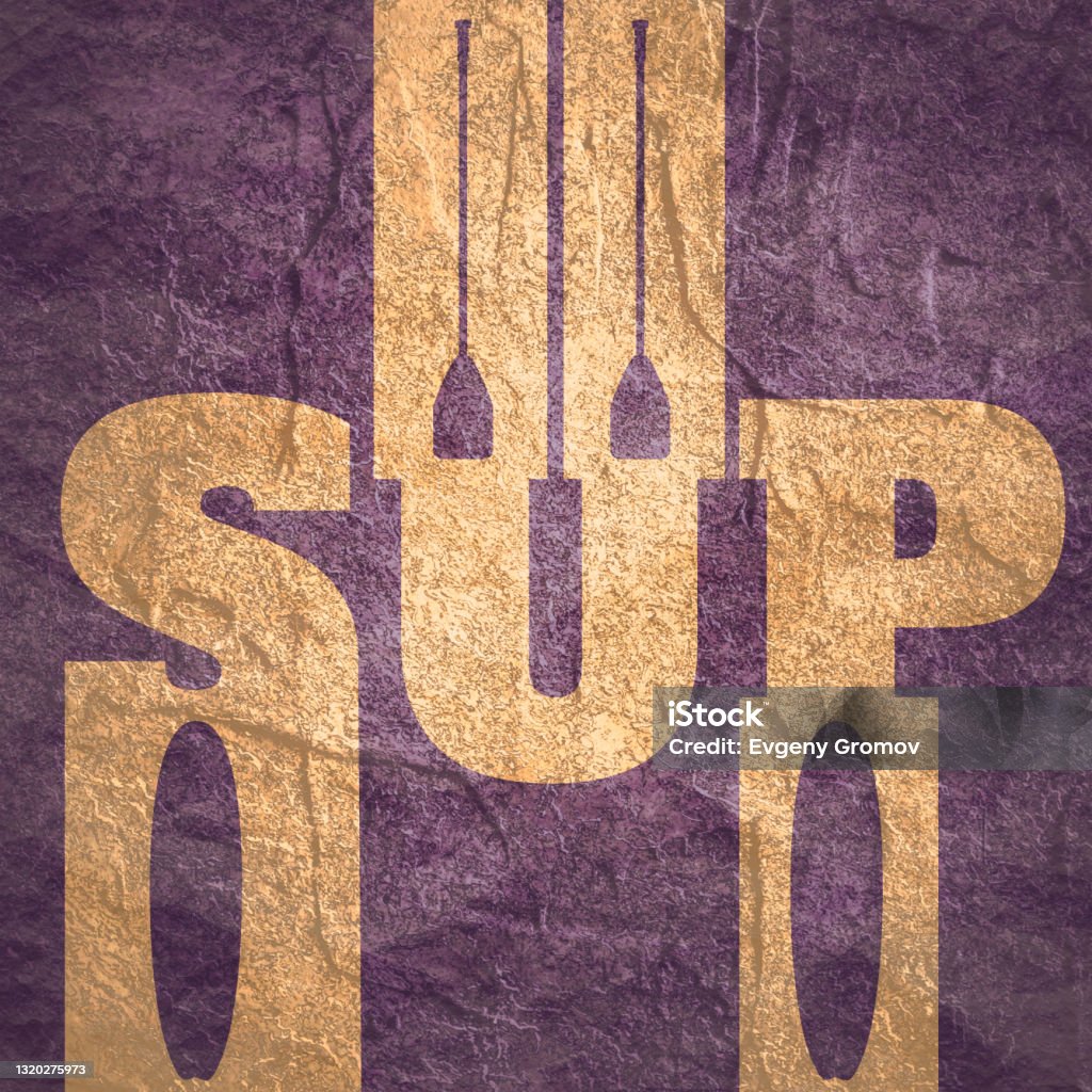 Sup Sign Stand Up Paddle Boarding Flat Emblem Illustration Stock Illustration ...